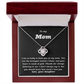 To my Mom from Daughter, I'm lucky to have you as my Mom - Love Knot Necklace, blk
