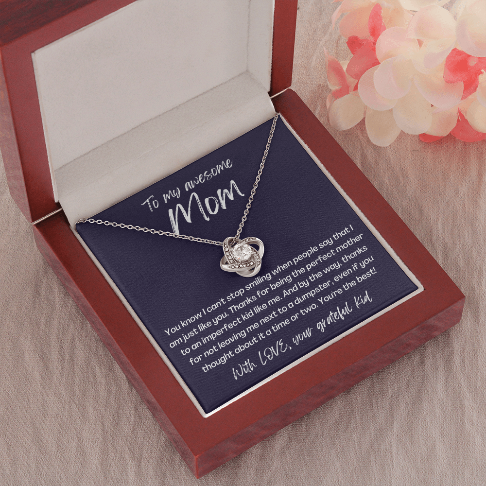 Awesome Mom from grateful KID - Love Knot Necklace, blk