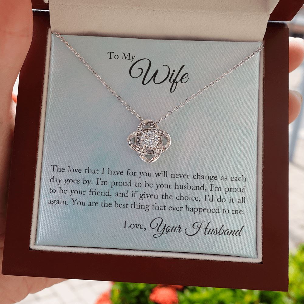Proud to be your husband - Love Knot necklace Jewelry Mahogany Style Luxury Box (w/LED) 