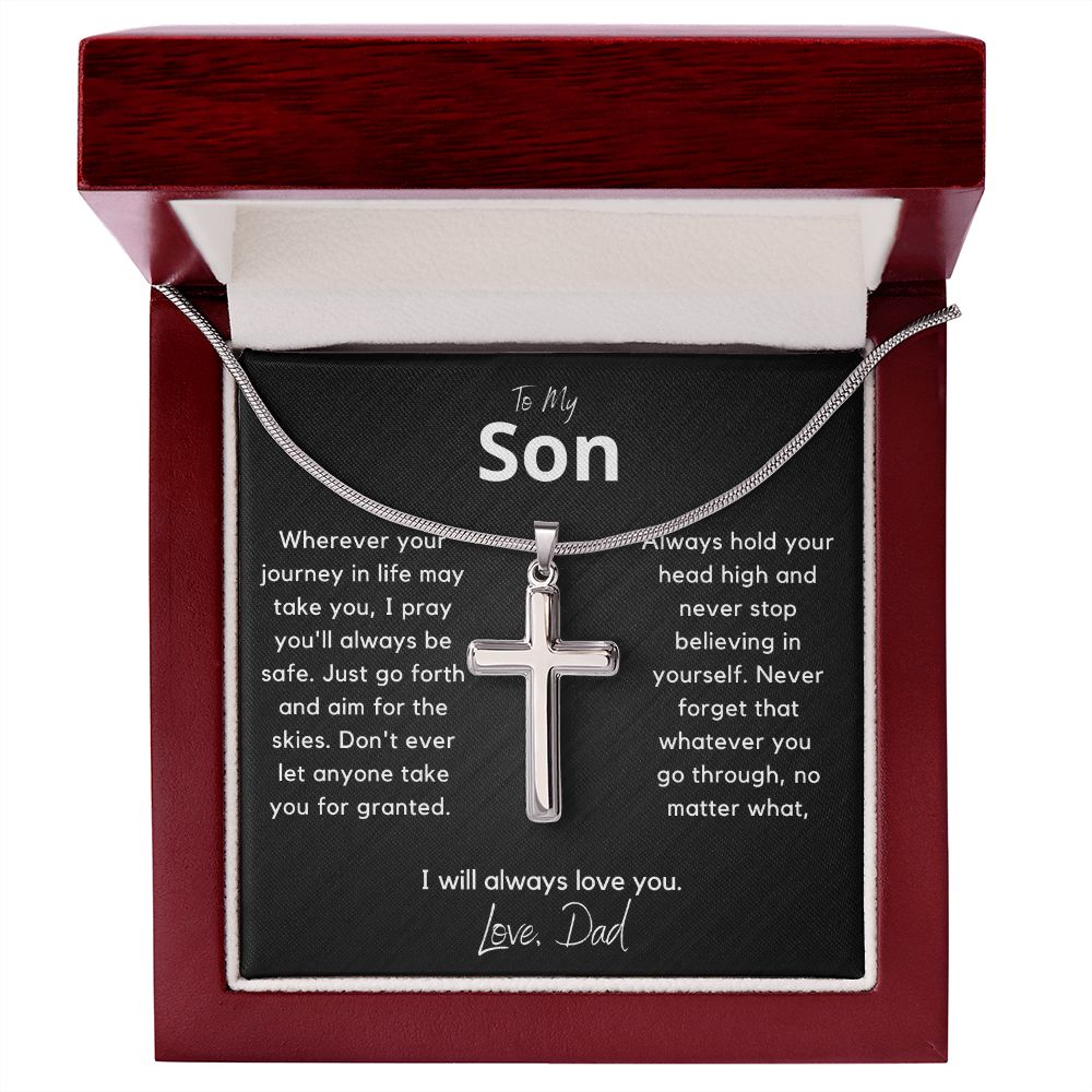 My Son from Dad, I pray you are safe - Stainless Steel Cross Necklace